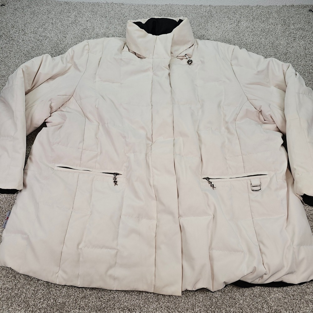 ZeroXposur Womens Reversible Down Quilted Puffer Coat Parka Black Cream 3X - Picture 2 of 9